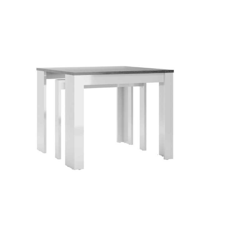 Poza cu Consola/masa dining extensibila alb/gri beton lucios Celia